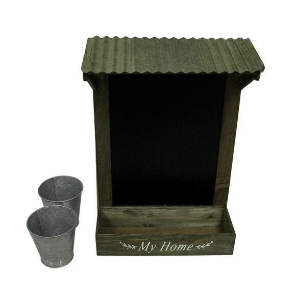 My Home Wooden Chalkboard Wall Hanging w/Shelf & Planters - Picture 4 of 4